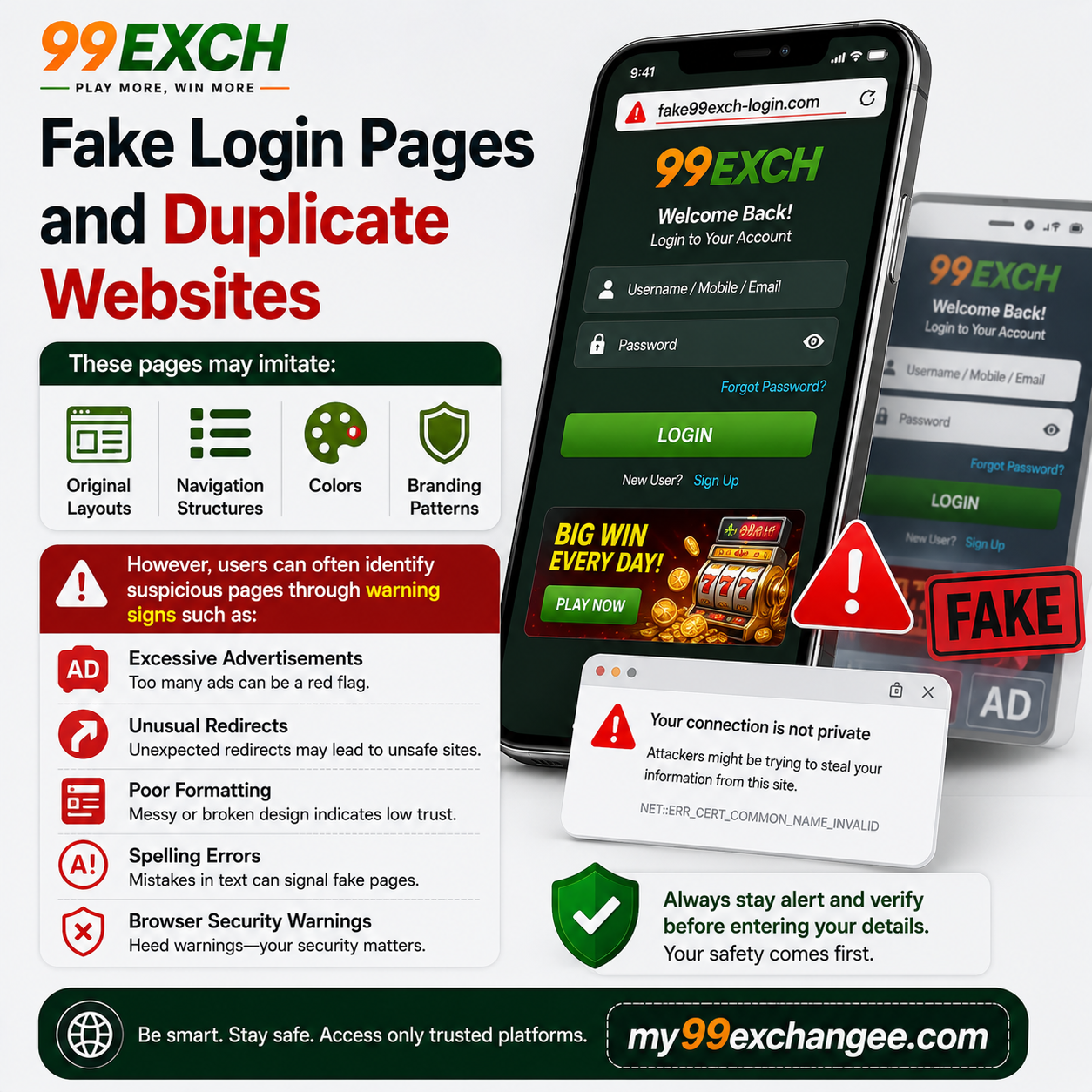 Fake Login Pages and Duplicate Websites​
